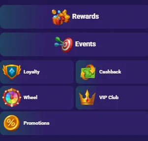 LiraSpin rewards menu featuring loyalty, cashback, and VIP club options